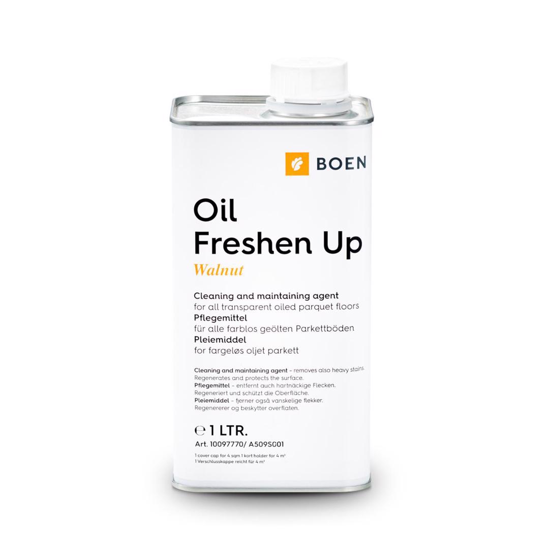 BOEN Oil Freshen Up foncé 1l

Cleaning and care product for dark oiled floorings.
1 litre unit - usage approx. 80-100m².
Treat the floor from time to time mainly in highly
frequented areas which are often cleaned.